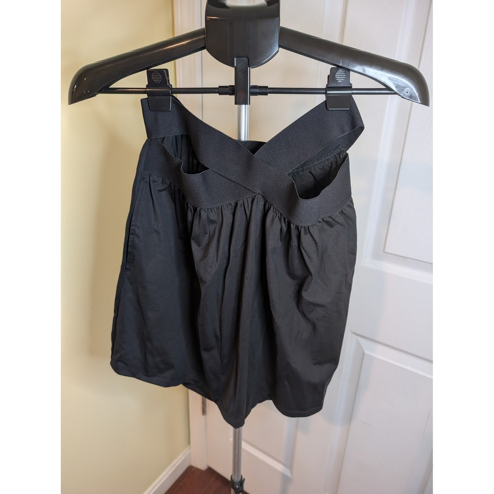 Halara Softlyzero Airy Shorts Women L Black Criss Cross Back Athletic NWT